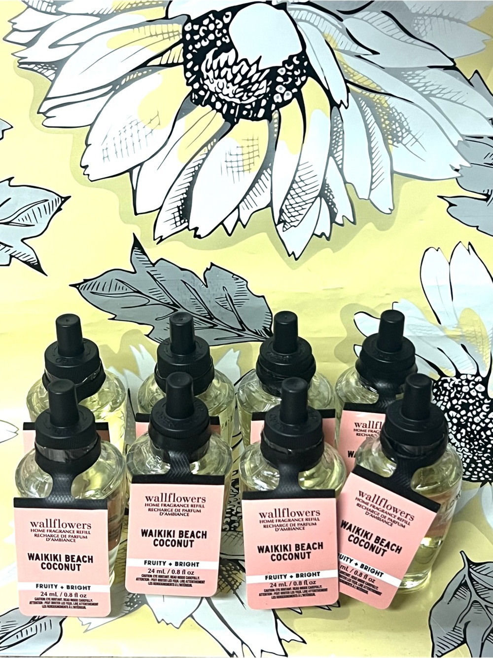 QTY 8  Bath & Body Works WAIKIKI BEACH COCONUT Wallflowers Fragrance Oil Refills